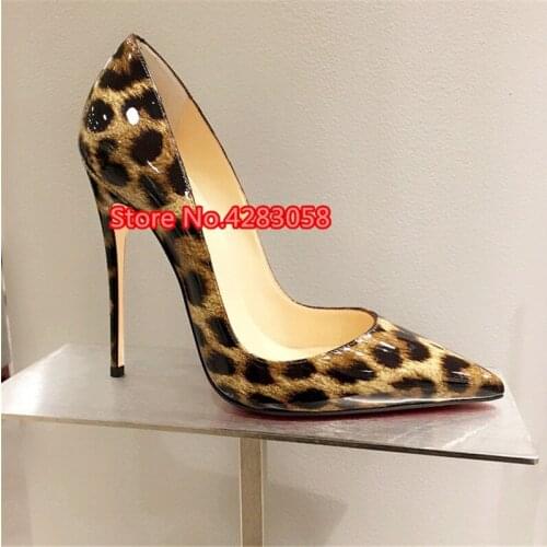 Free shipping fashion women Pumps lady leoprad patent leather point toe high heels shoes thin heeled 12cm 10cm 8cm Stiletto new