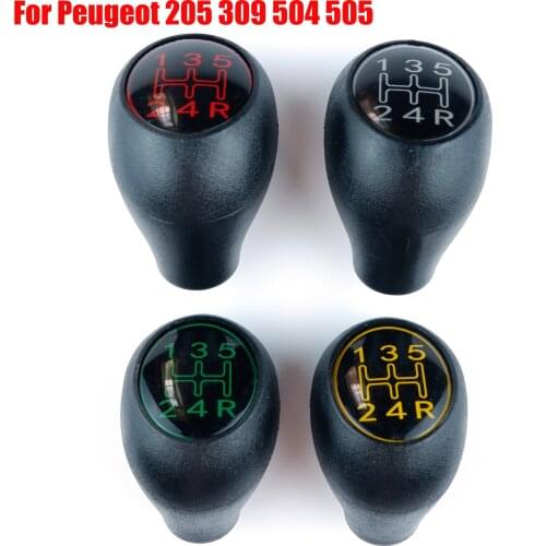 Black & Silver / Red / Green / Yellow 5 Speed Gear Shift Knob Lever Fit For Peugeot 504 505 205 309