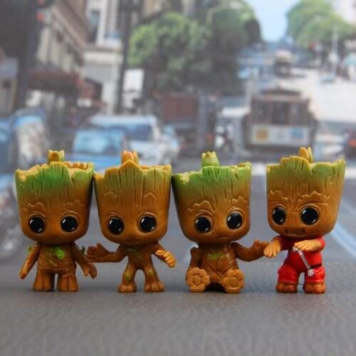 Anime 4PCS Guardians of the Galaxy Baby Tree Man Mini Action Figure Toys Treeman Miniature Model Baby Car Decoration Doll Gifts