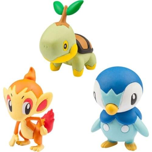 TAKARA TOMY First Partner Pokemon Anime Figures Chimchar Piplup Turtwig Action Figure Collection Model Toys Kids Gifts