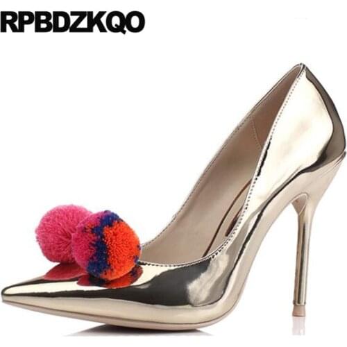 Extreme super 11 43 10 42 pointed toe ladies plus size scarpin ultra patent leather high heels silver luxury gold pumps shoes