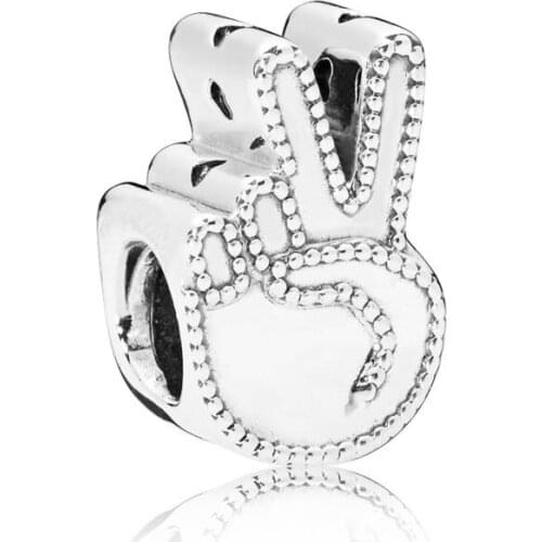 Hot Sale Silver Color Charm Bead Simple Gesture Yay Beads For Original Pandora Charm Bracelets & Bangles Jewelry