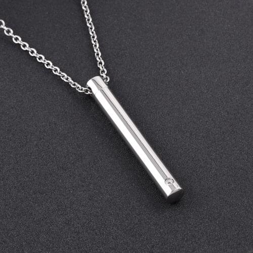 IJD9843 Hot!!!Shiny Finished Stainless Steel Blank Long Tube Cylinder Cremation Urn pendant&Necklace Hold Ashes Keepsake Jewelry