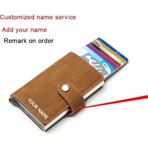 Customized Name Card Wallet Portable Denim Men Wallet RFID Credit Card Holder Multi-card Aluminum Case