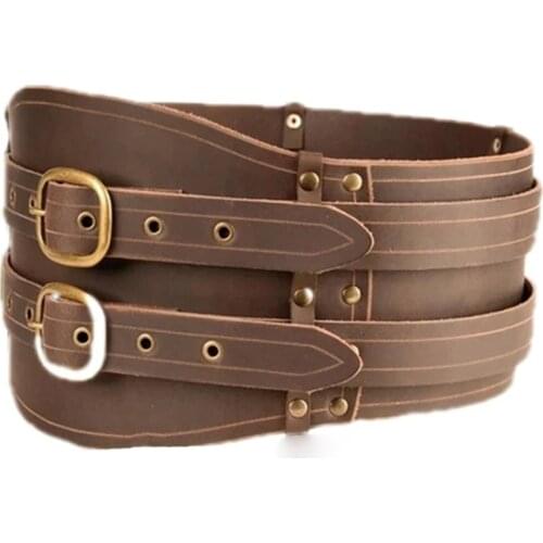 Carnival Girdle for Men Medieval Wide PU Leather Belt Steampunk Gothic Waist Guard Gear Viking Samurai Knight Cosplay Waistband