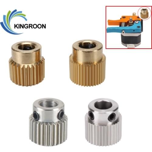 KINGROON 2pcs MK8 extruder Motor Gear Brass Stainless Steel Makerbot extrusion wheel wire feeding gear MK8