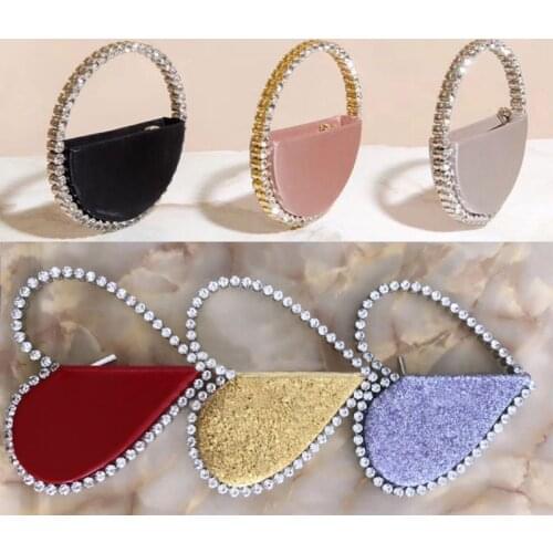 Ins Blogger Super Hot With Diamond Heart-shaped Clutch Bag Diamond Dinner Bag Handbag Small 2020 New Female a7317