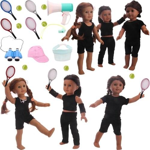 Doll Tennis Training Clothes Accessories For American 18 Inch Girl Doll & 43 cm Baby New Born Doll & Our Generation,Xmas Gift
