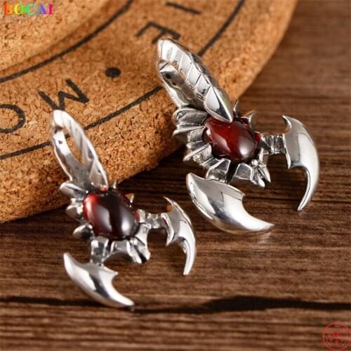 BOCAI S925 Sterling Silver Pendant Jewelry Artificial Garnet Scorpion Scorpio Male Pendant Domineering Personality