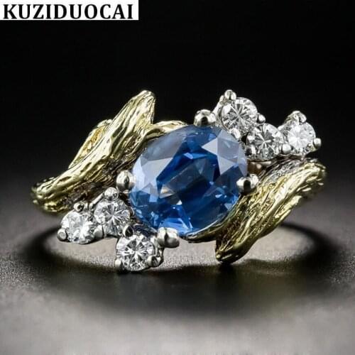 Kuziduocai 2018 New Fashion Fine Jewelry Stainless Steel Copper Zircon Crystal Twig Tree Vine Wedding Rings For Women Gift R-650