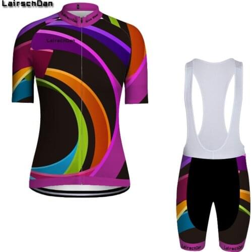 LairschDan Women Cycling Jersey Set Summer Bicycle Short Sleeve Bib Pant Maillot Culttes Bike Clothes Tricotas De Ciclismo Mujer