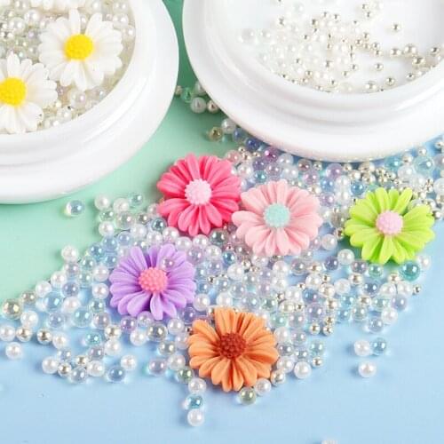 Small Daisy Flower Nail Rhinestones Nail Art Decorations Mixed Tiny AB Caviar Beads Summer Fresh Pastoral Manicure Accessories
