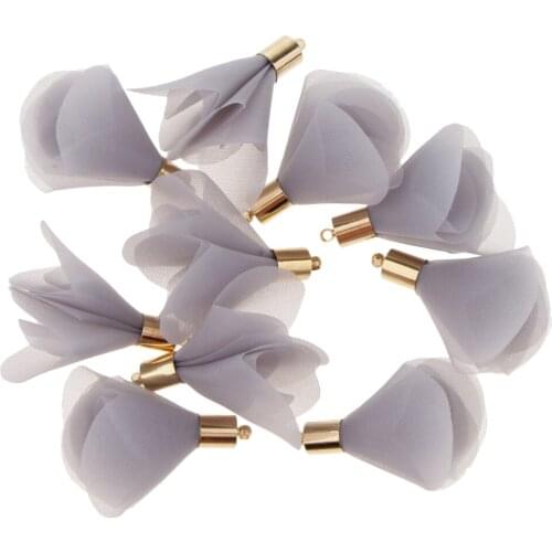 10pcs Boho Sweat Flower Chiffon Pendant Metal Cap for Earring Tassel Dangle