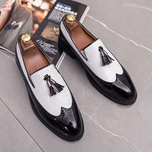 Brogues loafers men oxford social shoes luxury without laces mocassin homme mens large sizes 47 retro prom tassel thick sole