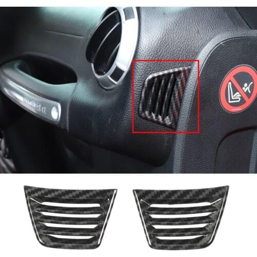 YCCPAUTO 2Pcs/set ABS Carbon Fiber Car Dashboard Side Air Outlet Vent Trim Stickers for Jeep Wrangler JK 2011-2017