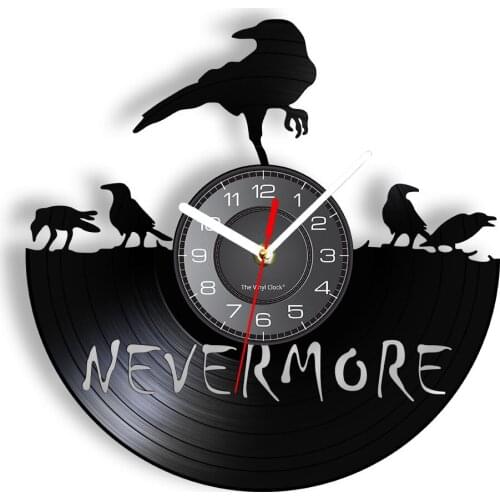 A Crowd Of Crows Vinyl Record Wall Clock Home Room Decor Raven Spirit Alchemy Black Hanging Watch Corvus Lover Favorite Gift