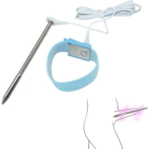 Stainless steel male Unipolar Electric shock urethral penis plug thread dilator device metal electro stimulation sex toy for men