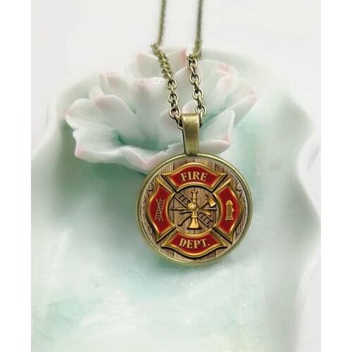 2019 New Fashion Charm Fireman Tool Glass Pendant Necklace