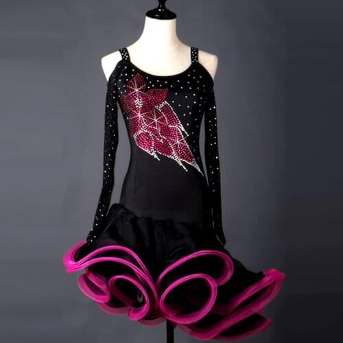 New Latin Dance Costume Female Adult New Performance Senior Diamond Ballroom Dance Dress Tango Rumba Samba Dance Dress DQL3000