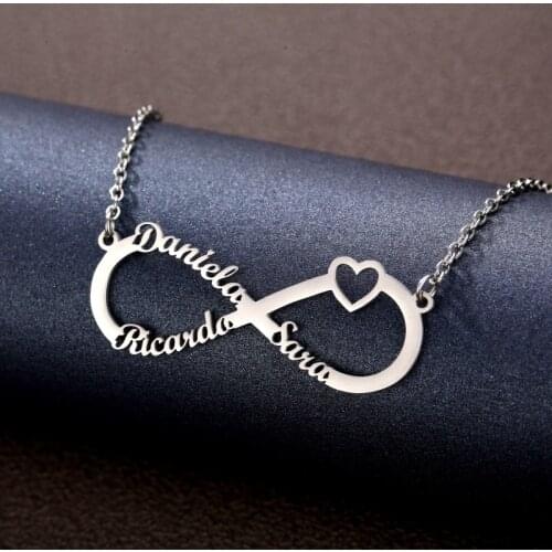 Personalized Infinity Necklace Nameplate Pendant Hollow Heart Customized Stainless Steel Necklaces for Women Custom Jewelry Gift