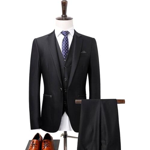 / Jacket +pant +vest Prom Black High-end Professional Wear Banquet Suit 2020 New Wedding Suits For Men Singer Jaket 871