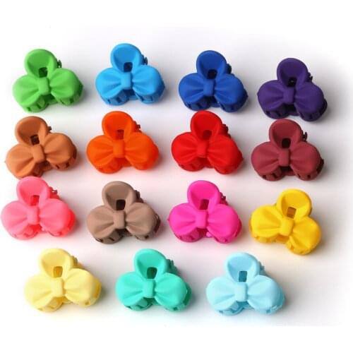 Plastic Spray Paint Childrens Hairpin Bow Type Length 25mm Width 18mm Random Color Mixing 10pcs/bag