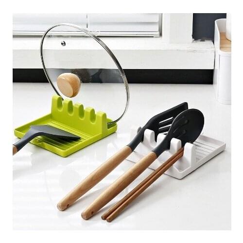 Kitchen Spoon Holders Fork Spatula Rack Shelf Organizer Plastic Spoon Rest Chopsticks Holder Non-slip Spoons Pad Kitchen Utensil