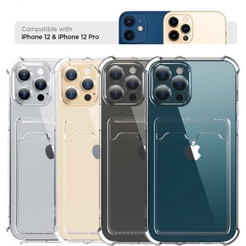 Transparent Shockproof Phone Case For iPhone11 12 13 Pro Max mini Back Cover 7/8 Plus Xs Max Xr Wallet Card Holder Bag