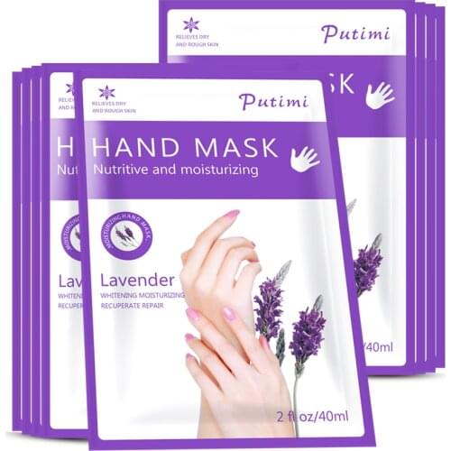 Putimi 10pack Hand Mask Lavender Smoothing Whitening Spa Gloves Nourishing Hydrating Dead Skin Remove Hand Mask Cream Hand Care