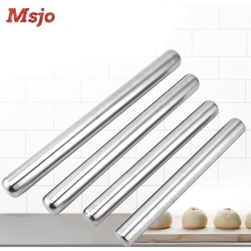 Msjo Stainless Steel Rolling Pin Home Kitchen Dumpling Crust Pizza Dough Bakeware Roller Pressing Stick Cake Cookie Baking Tools