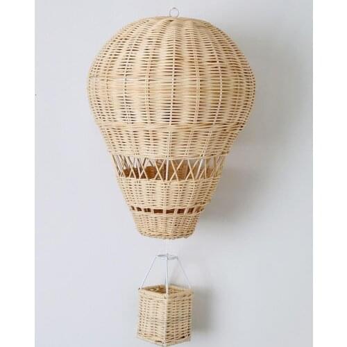 Handmade Hand-woven Rattan Hot Air Balloon Children Room Wall Hanging Decorations Nursery Home Decor Photography Ornaments