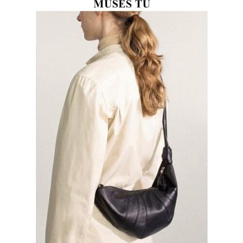 Lemaire croissant sheepskin can be chomoso bag diagonal dumpling bag leather underarm baguette bag hidemi chest waist bag