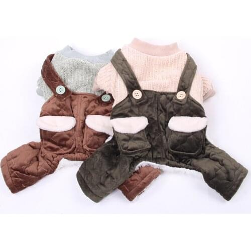 Boy Dog Cat Jumpsuit Rompers Double Pockets Design Dog Coat Jacket Cat Puppy Winter Clothing Outfit 2 Colours
