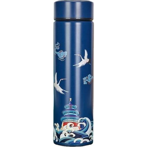 New product Guochao 304 stainless steel vacuum flask, Chinese style straight body large capacity water cup annual meeting gift