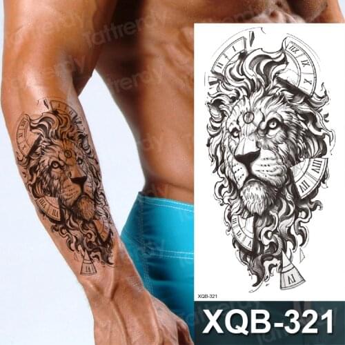 Temporary sleeve tattoo sticker black for men boy sexy body art fake tattoo lion king anime compass 3D tatoo waterproof armband