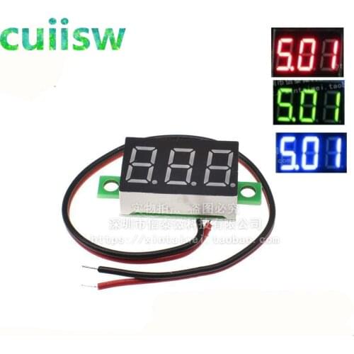 1pcs 0.36 two-wire DC 2.50 to 30V LCD Digital Voltmeter Voltimetro Red/Blue/Green LED Amp Volt Meter Gauge Voltage Meter
