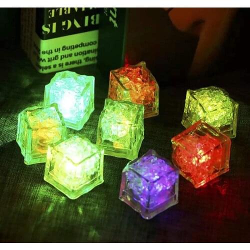 12 Pack Multi-Color Light-up LED Water Activated Ice Cubes for Drinks Waterproof and Safe Plastic