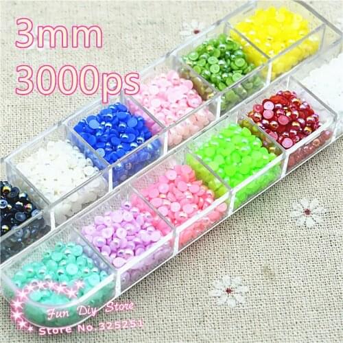 3mm mix AB color round half pearl approx 3000pcs fashion DIY garment beads accessories free shipping