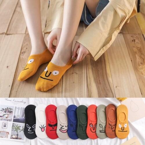 5 Pairs Rich Funny Expression Cute Women Socks Set Women Personalized Smiley Kawaii Girls Calcetines Silicone Non-slip Designer