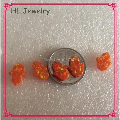 50PCS/Lot Lab Created 8*10MM Hamsa Hand Opal OP30 Orange Color Synthetic Fire Opal Hamsa