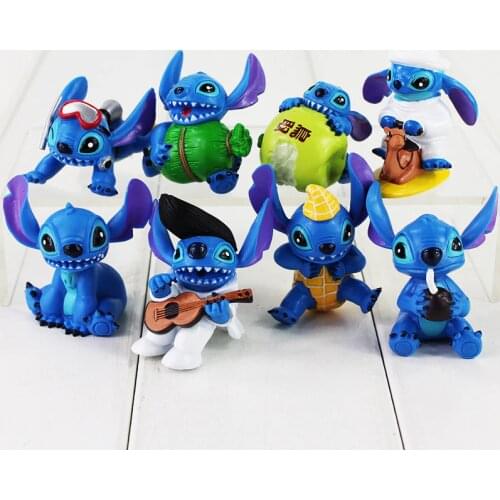 8pcs/Set 5cm Lilo and Stitch Classic Cartoon Anime PVC Action Figure Collection Decoration Cute Mini Model Toys Dolls Brinquedos