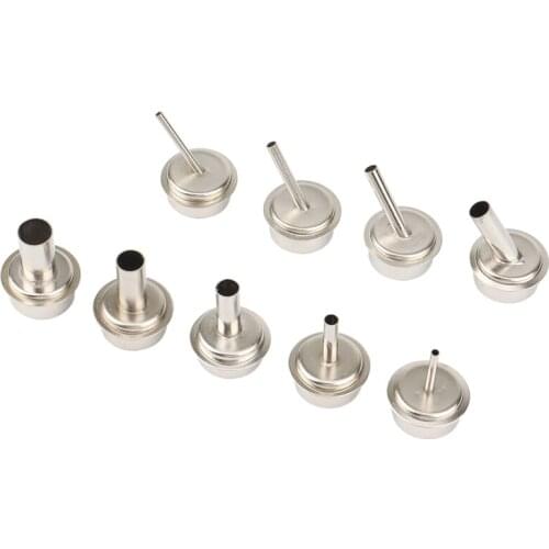 9Pcs 45 Degree Bending Hot Nozzle Replacement Hot Air Nozzle for QUICK 861DW Soldering Station