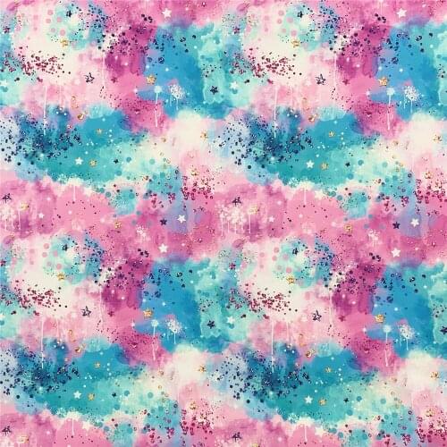 Watercolor oil painting stars clouds Cotton Printed Cloth Sewing Quilting Fabrics for Patchwork Needlework DIY Handmade Material