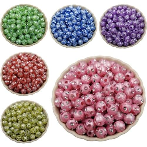 100PCS 8mm Round bead Candy Color Diamond Crystal Rhinestone Loose Beads DIY Jewelry Making Accessories Fashion Hot Sale New