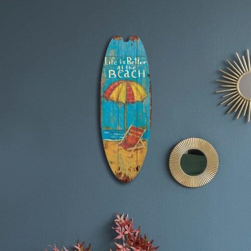 Wood Appliques Surfboard Bar Decoration Mediterranean Style Wall Hanging Ornament Wood Signs Home Decoration Industrial Decor