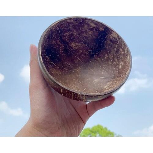 100% texture Natural coconut bowl salad fruit bowl wooden fork rice noodles Environmentally friendly tableware Simplicity bowl