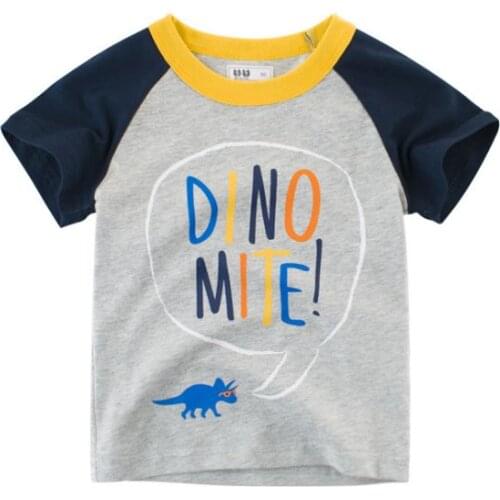 2-10Y Cartoon Print Baby Boys Dinosaur T Shirt For Summer Infant Kids Boys Girls T-Shirts Clothes Cotton Toddler Letter Tops