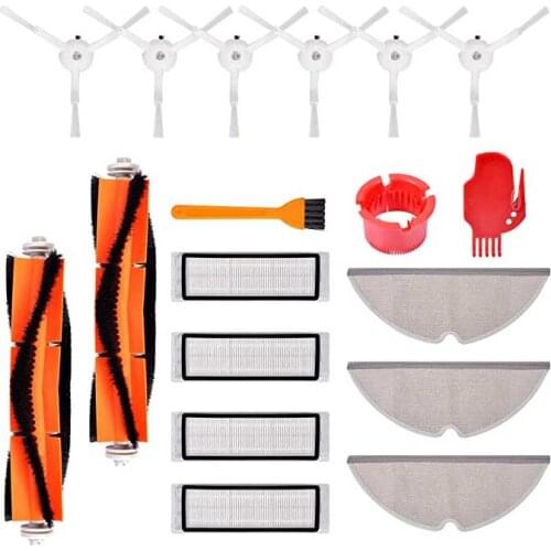 For Xiaomi mijia Roborock E35 E25 E20 S50 51 S6 Roborock, 4 Hepa Filters, 2 Main Brushes, 6 Side Brushes, 3 Mop Cloth, 2 Tools