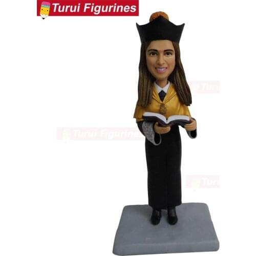 Doctor degree student graduation gift for her figurine souvenir design service by Turui Figurines tiny people miniature gift for