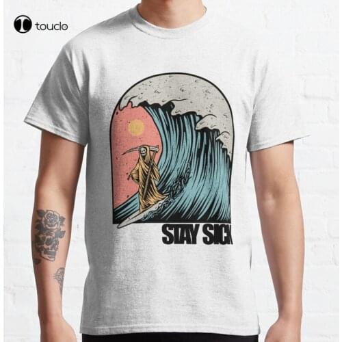 Stay Sick Surfing Skeleton | Grim Reaper Surfing | Surfing Aesthetic Shirt Surf Clothing Surp Apparel T-Shirt Tee Shirt
